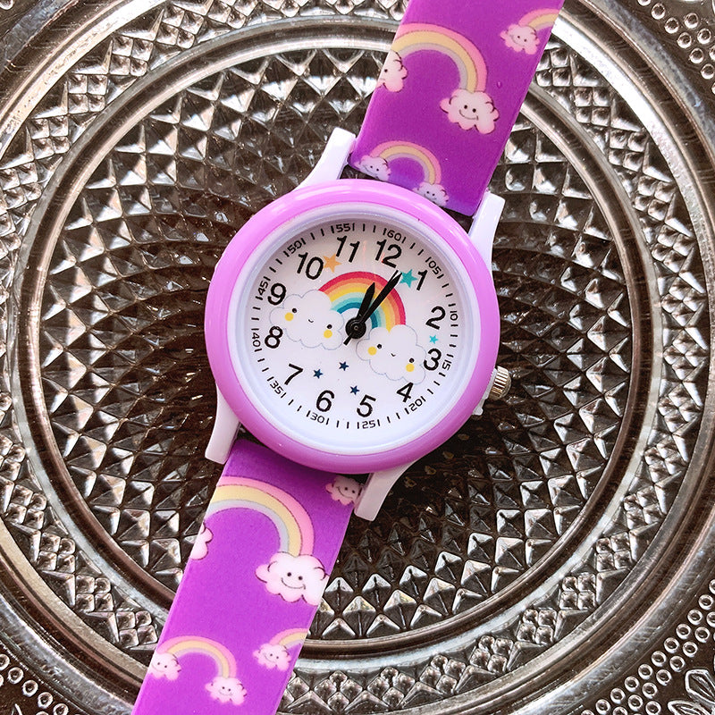 Montre Arc-en-Ciel Enfant, Bracelet Caoutchouc, Apprendre l'Heure