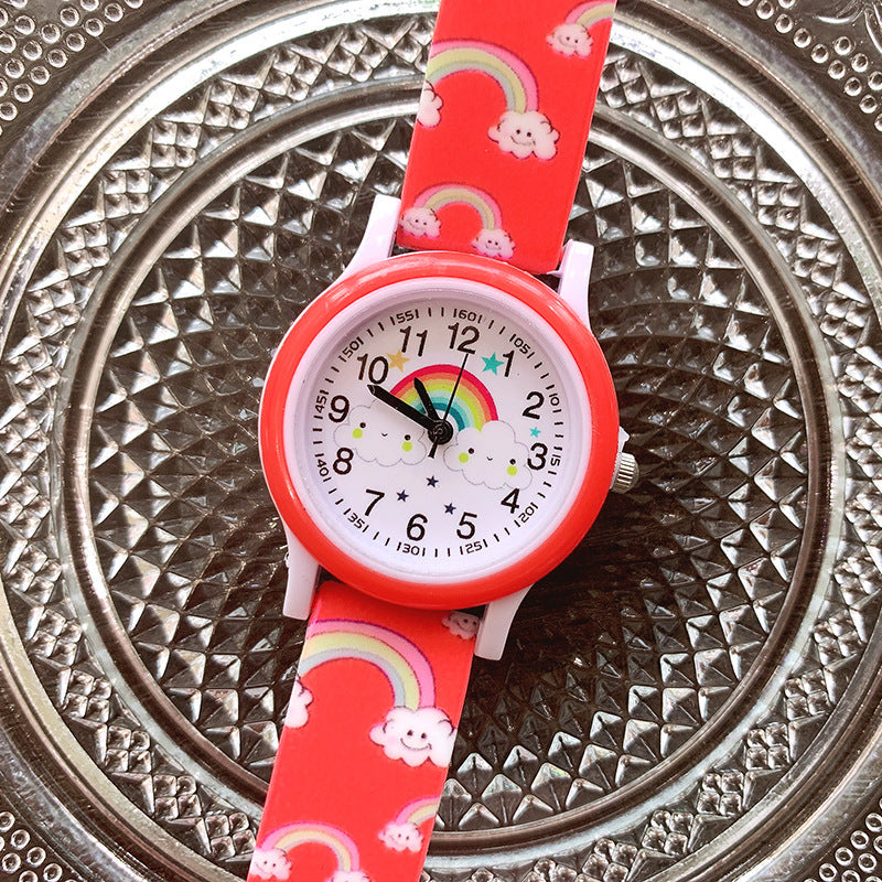 Montre Arc-en-Ciel Enfant, Bracelet Caoutchouc, Apprendre l'Heure