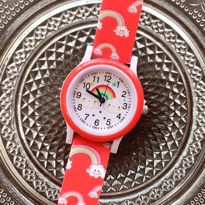 Montre Arc-en-Ciel Enfant, Bracelet Caoutchouc, Apprendre l'Heure