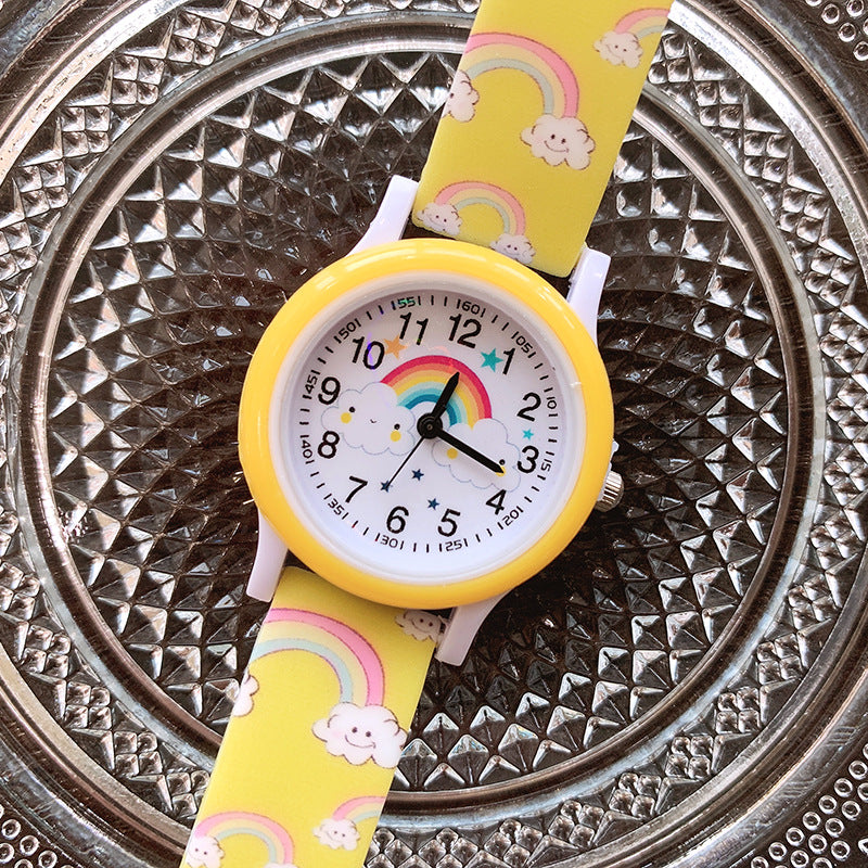 Montre Arc-en-Ciel Enfant, Bracelet Caoutchouc, Apprendre l'Heure