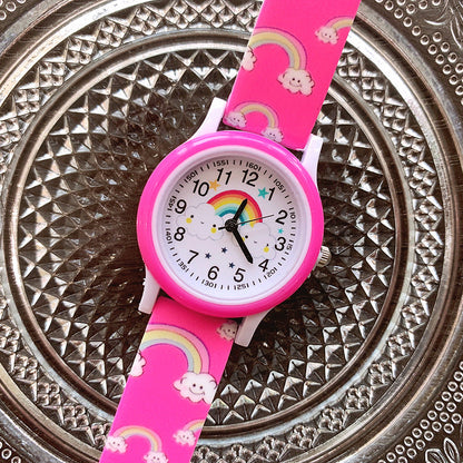 Montre Arc-en-Ciel Enfant, Bracelet Caoutchouc, Apprendre l'Heure