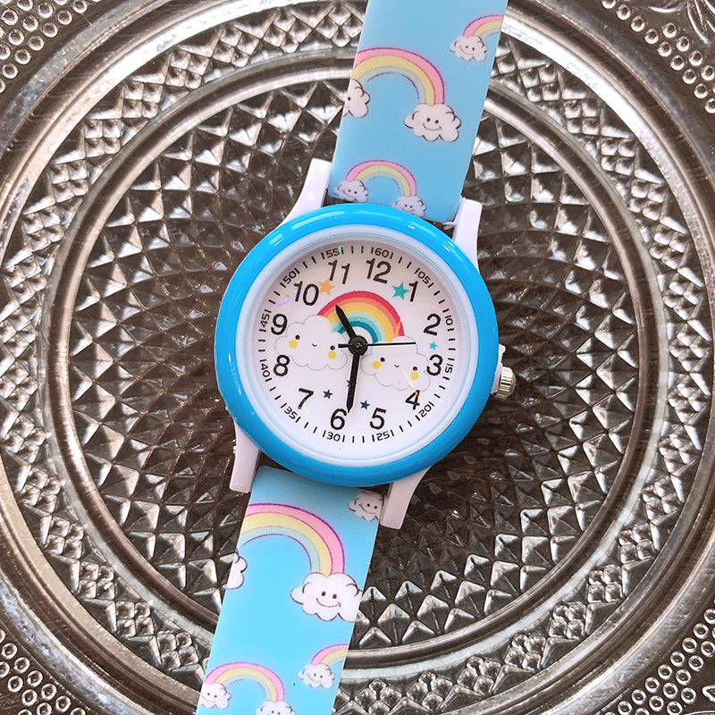 Montre Arc-en-Ciel Enfant, Bracelet Caoutchouc, Apprendre l'Heure