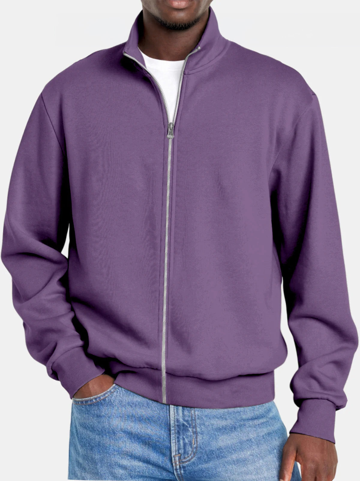 Pull zippé homme Col montant Coupe moderne