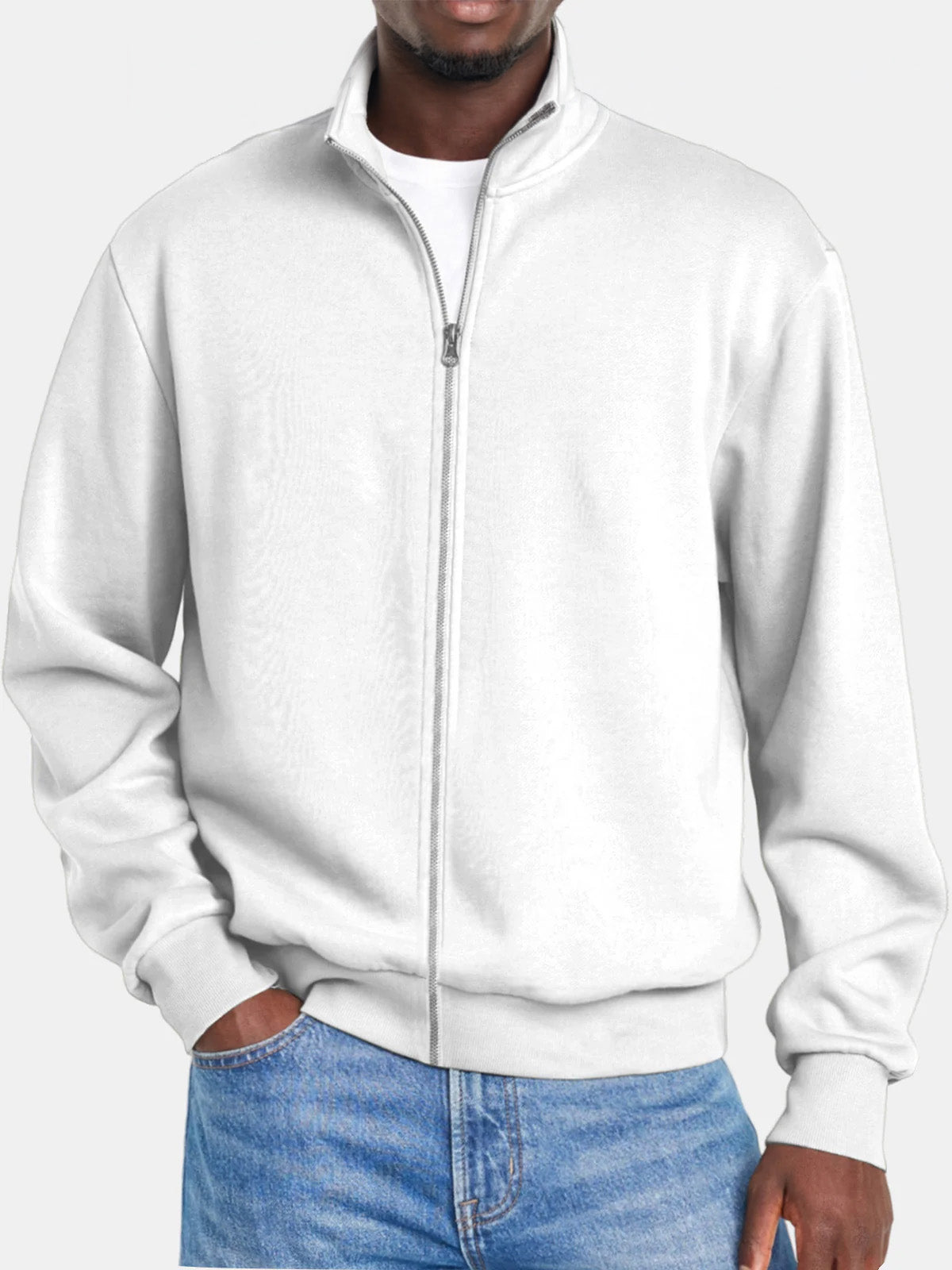 Pull zippé homme Col montant Coupe moderne