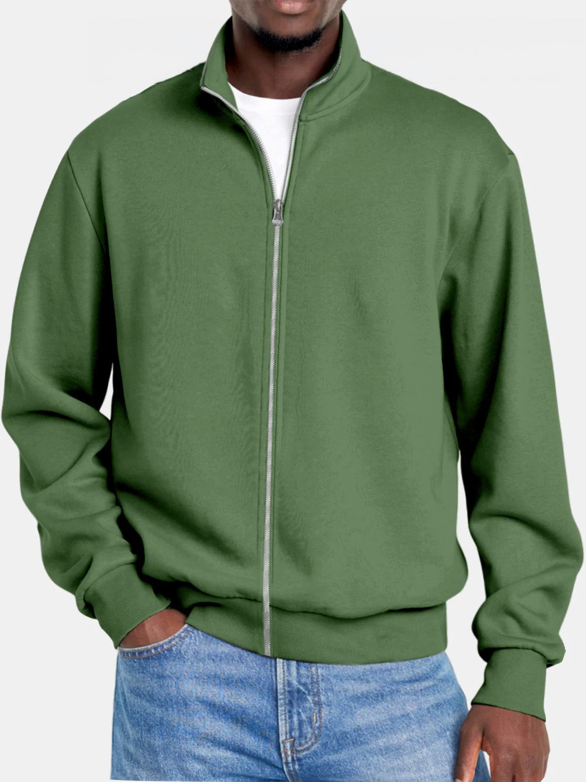 Pull zippé homme Col montant Coupe moderne