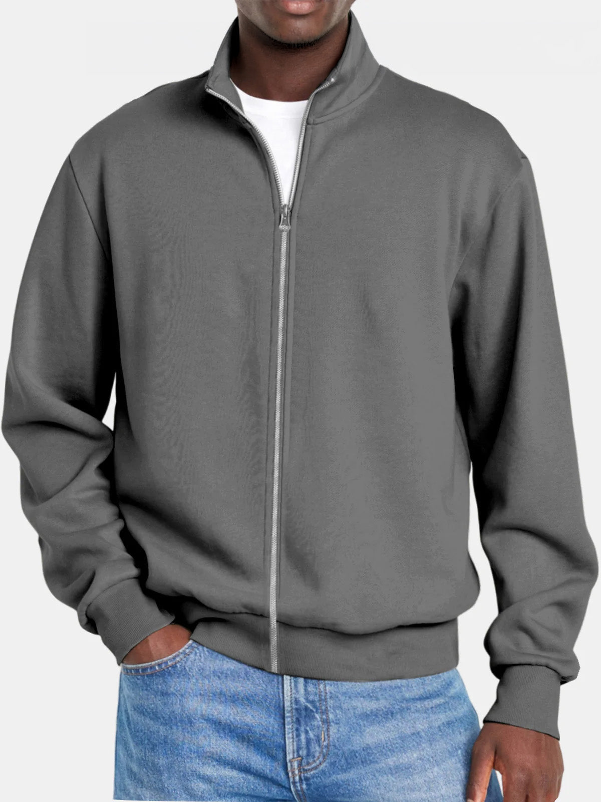 Pull zippé homme Col montant Coupe moderne