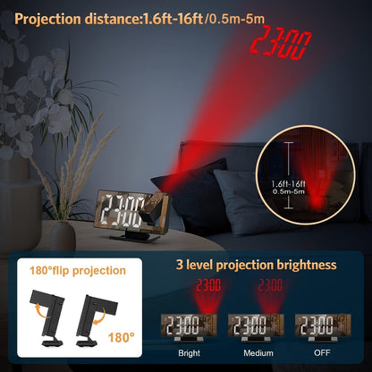 Réveil LED à Projection Réglable 180° 6