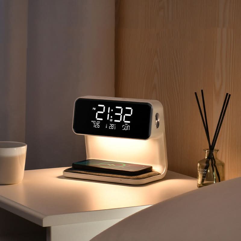 Réveil Numérique Multifonction Lampe LED Chargeur Intégré Unisexe - Foivo