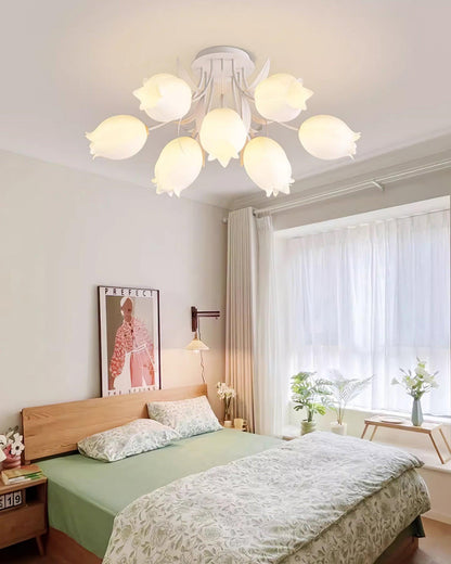 Luminaire Suspendu Chic en Laqué | Motif Fleur et Éclairage Chaud
