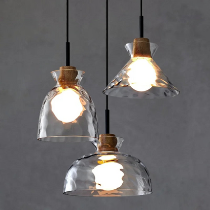 Lustre Moderne Asiatique en Métal avec Verre Élégant, LED Réglable - Foivo