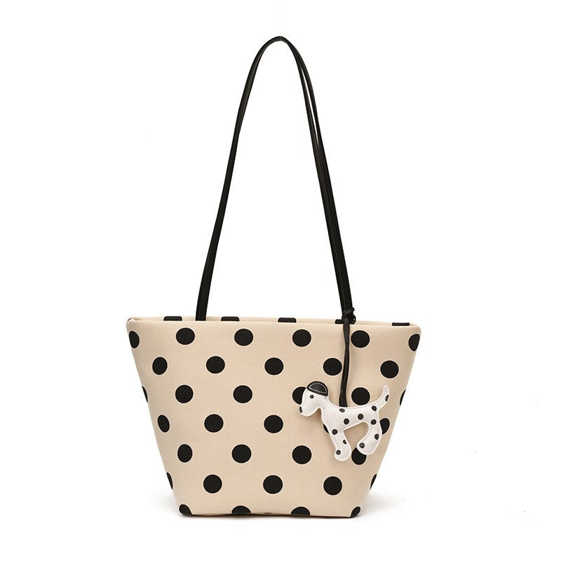 Sac cabas femme Coton bandoulière longue breloque chien - Foivo