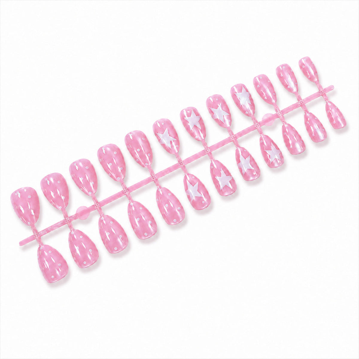 Faux Ongles Manucure Unisexe Motifs Pois et Étoiles - Foivo