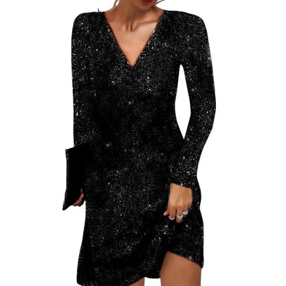 Robe Mini Femme Paillettes Coupe Ajustée - Foivo