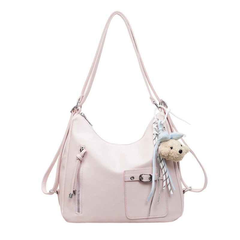 Sac à bandoulière Femme Similicuir Souple Poche Avant Breloque Ours - Foivo