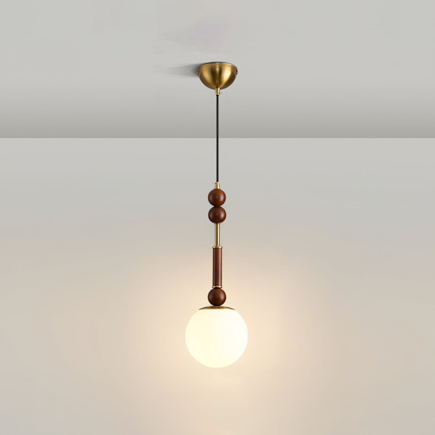 Lampe Suspendue Élégante en Bois et Métal avec LED