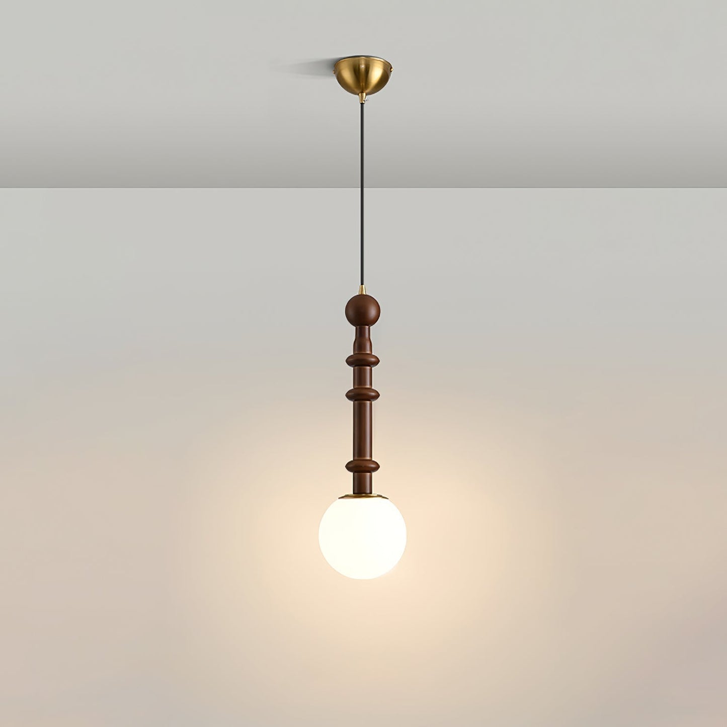 Lampe Suspendue Élégante en Bois et Métal avec LED