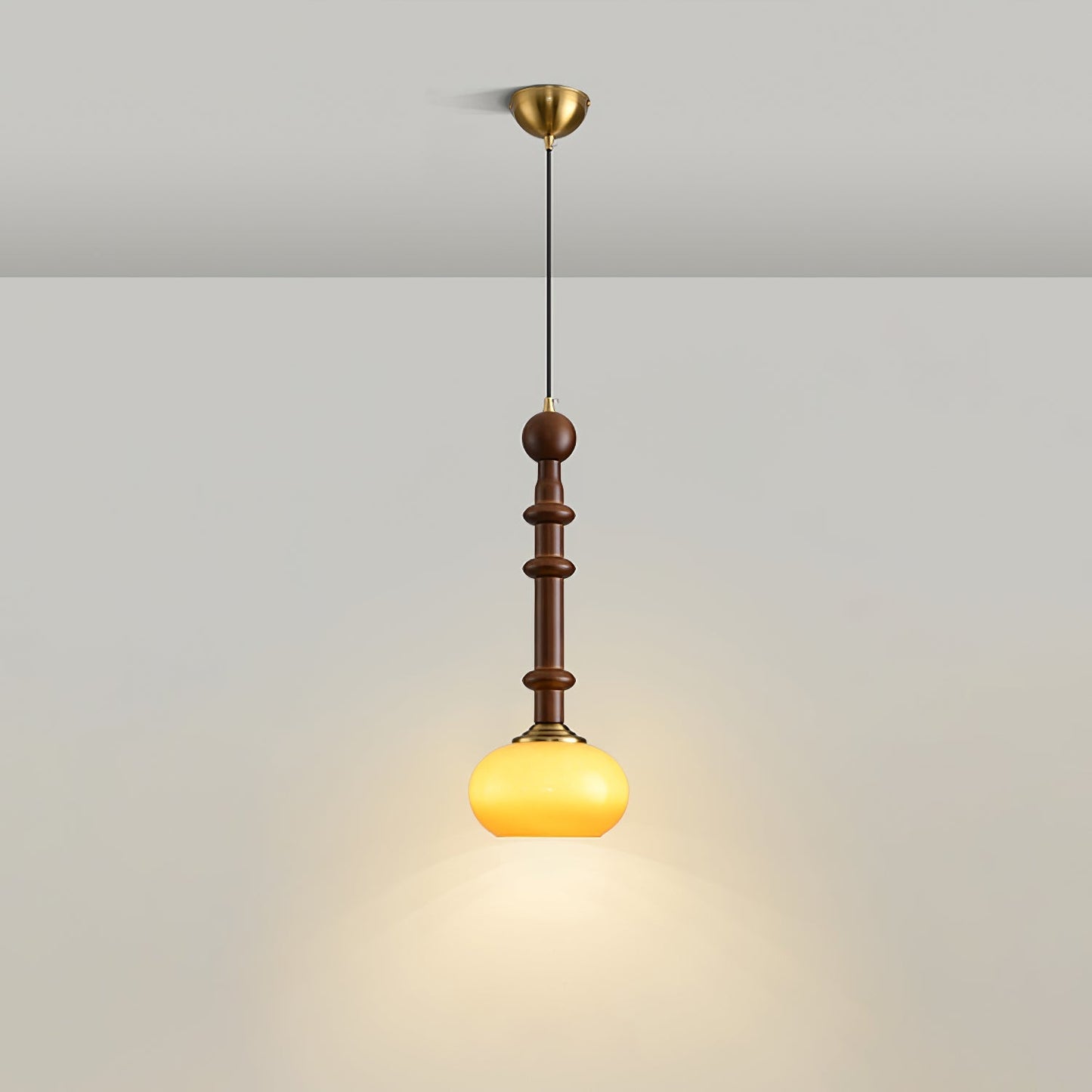 Lampe Suspendue Élégante en Bois et Métal avec LED