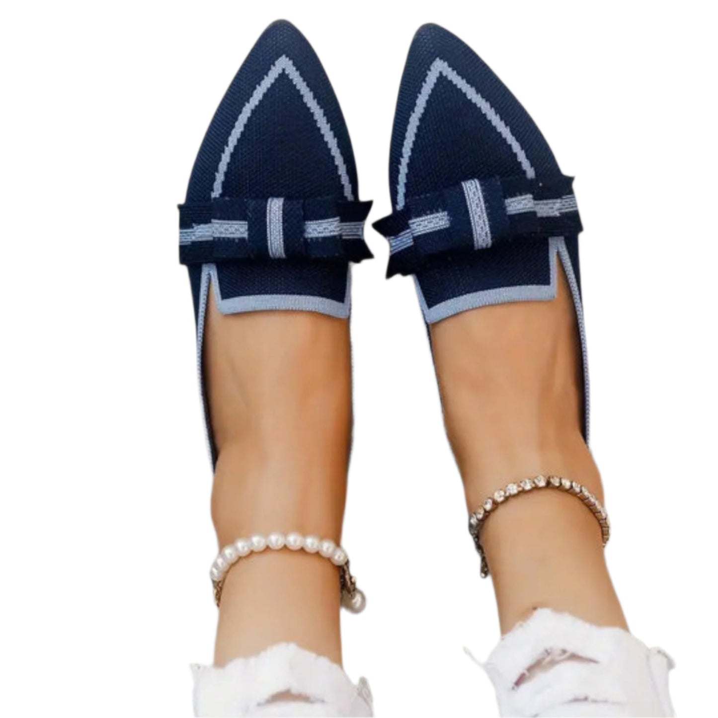 Chaussures Féminines à Bout Pointu avec Nœud Élégant