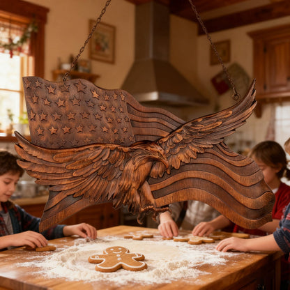 Décoration Murale États-Unis Aigle Sculptée Bois