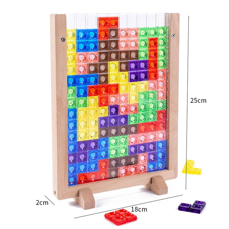 Jeu de Puzzle 3D Bois Tetris Amusant - BlxckFR