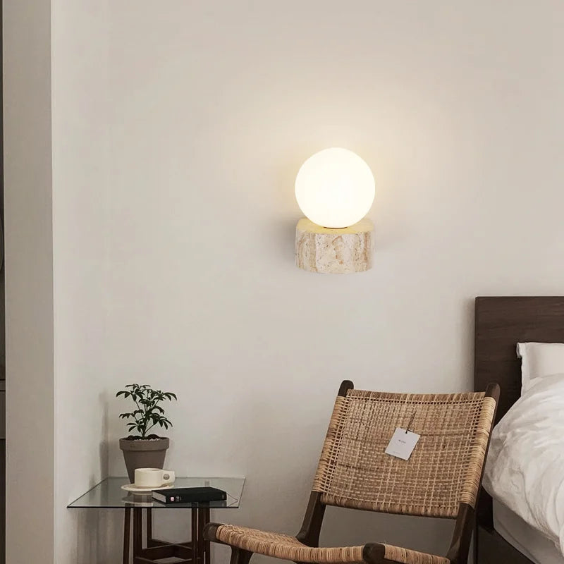 Lampe Murale en Verre et Pierre | Éclairage Chic et Résistant