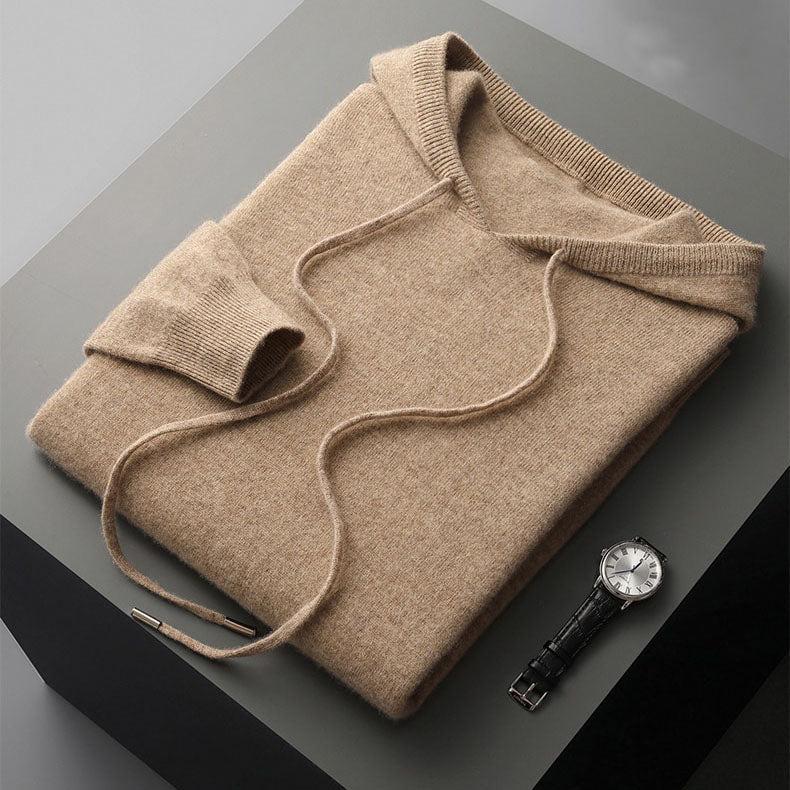 Pull à Capuche Homme Laine Mérinos Doux - BlxckFR