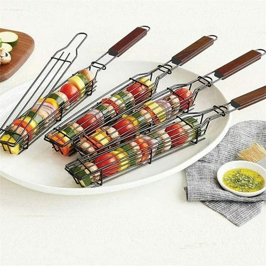 Grill de Jardin Ensemble Complet avec Panier Métallique et Poignées Anti-Chaleur - BlxckFR
