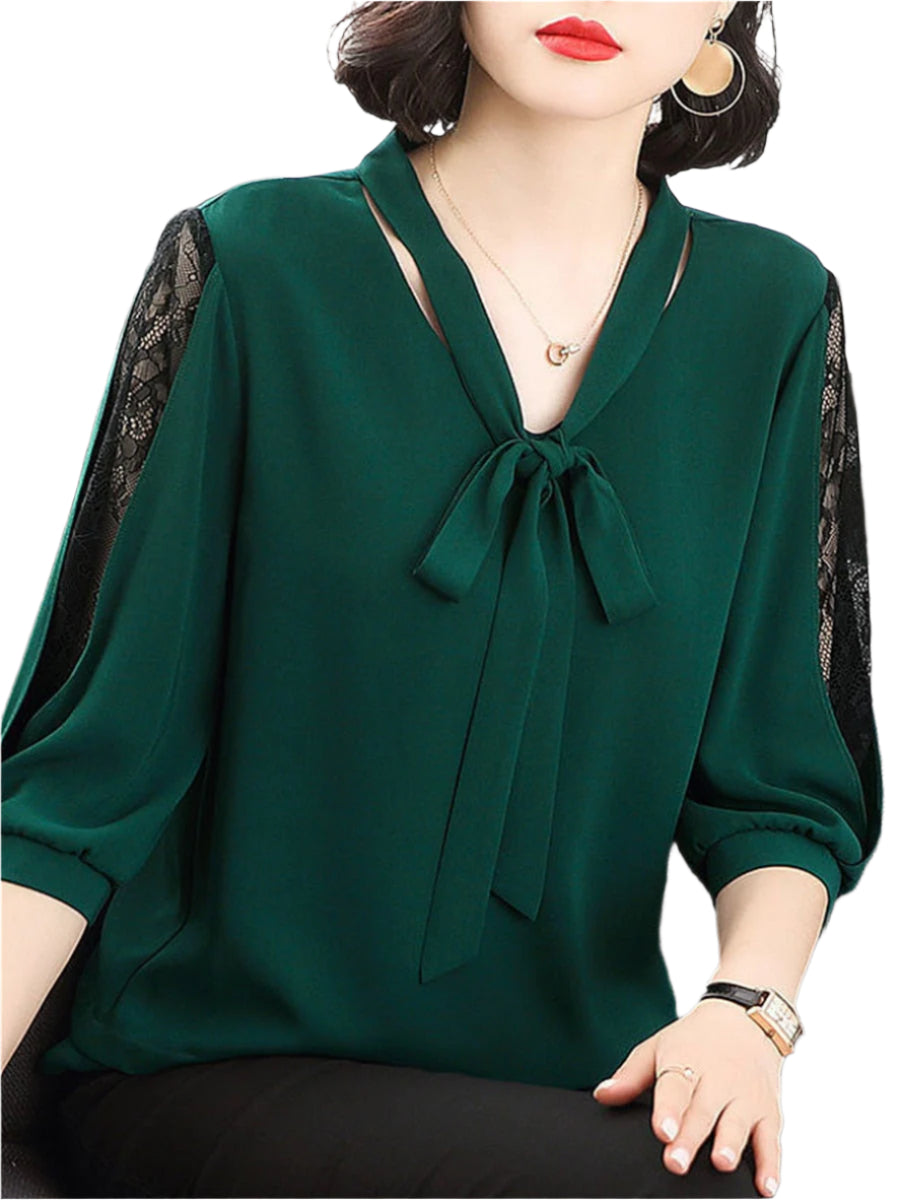 Chemisier Chic Dentelle Col Décolleté - BlxckFR