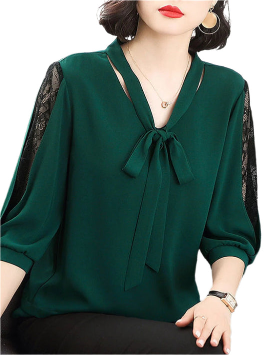 Chemisier Chic Dentelle Col Décolleté - BlxckFR