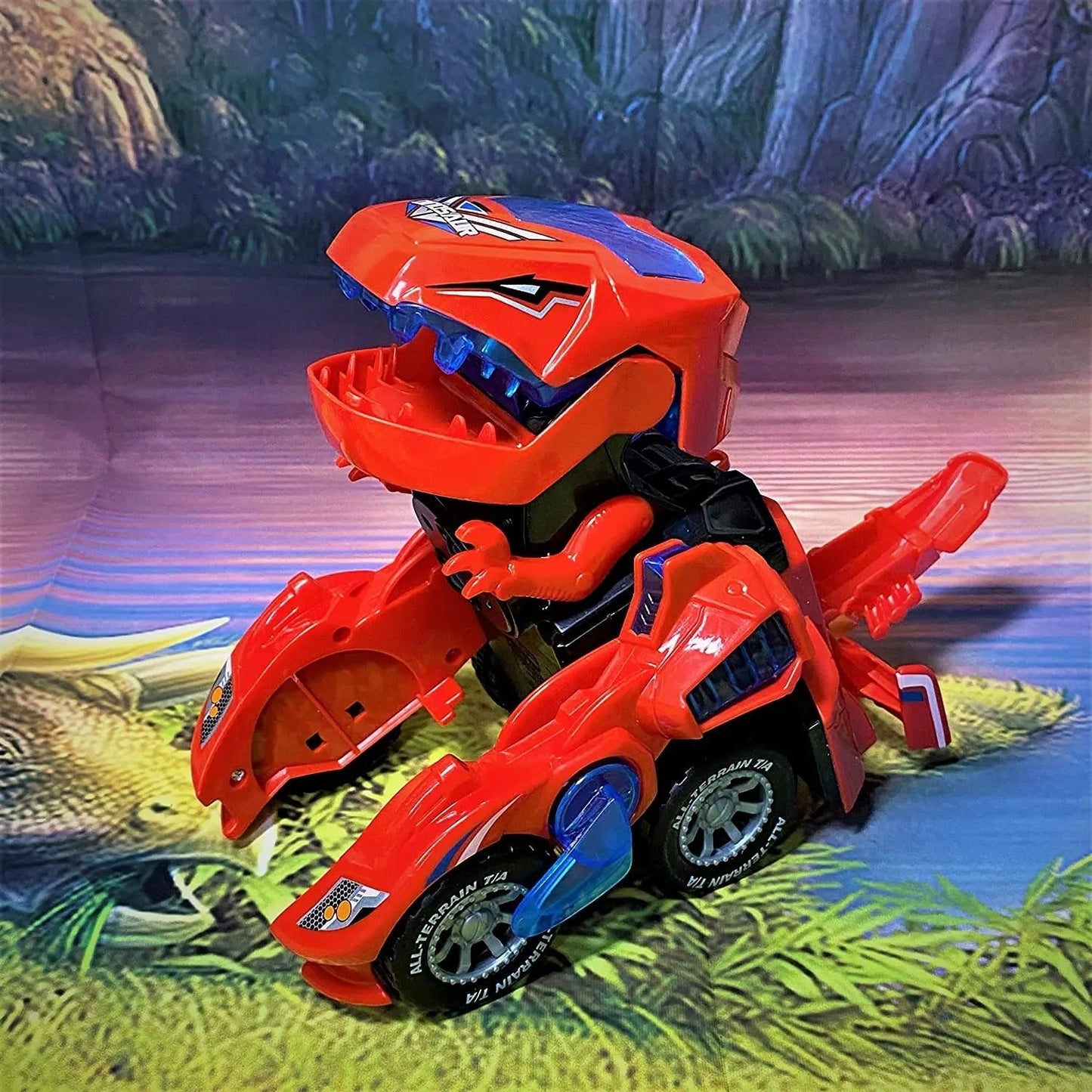 Voiture Dinosaure Lumineux avec Télécommande