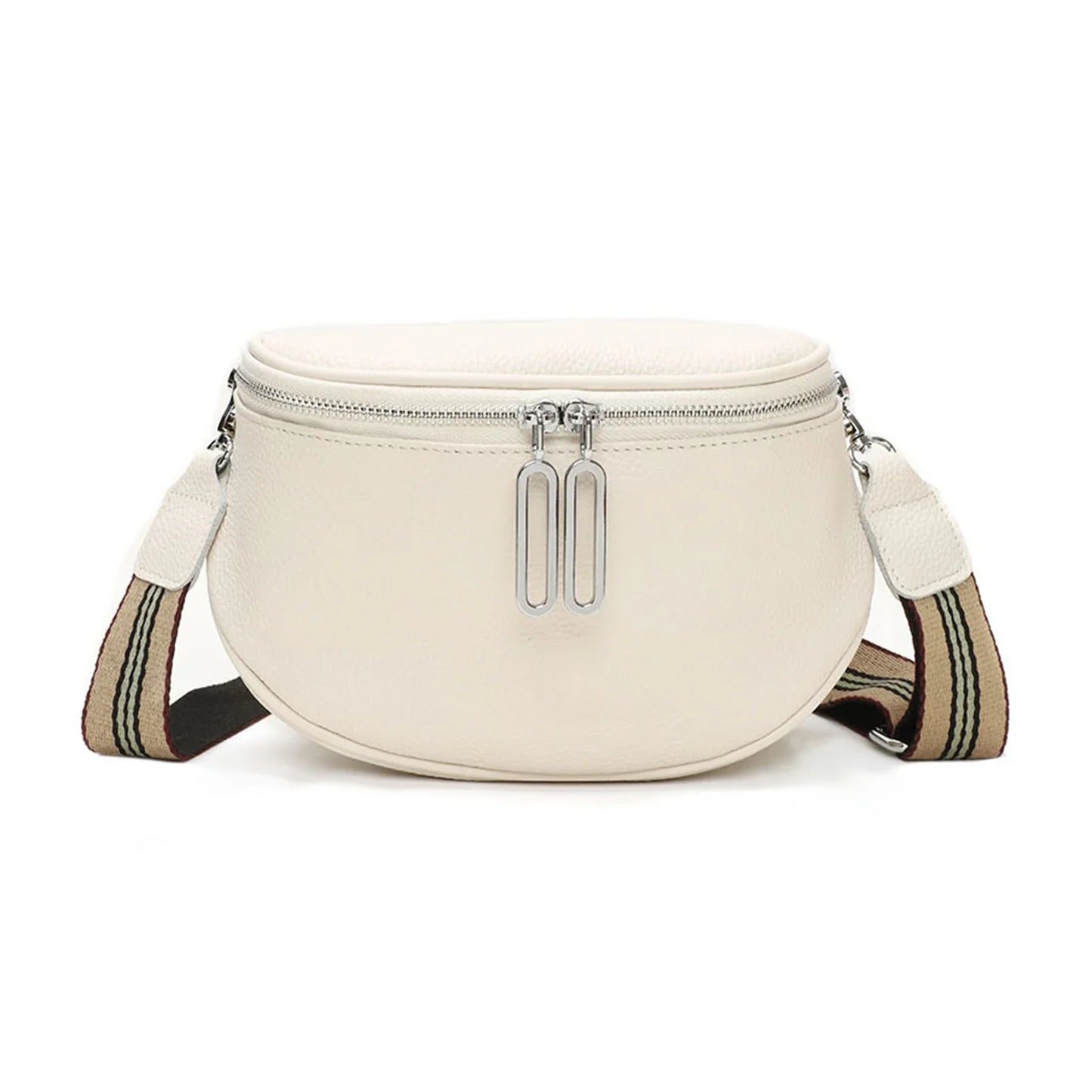 grand sac banane cuir végétal, bandoulière motif - Alice