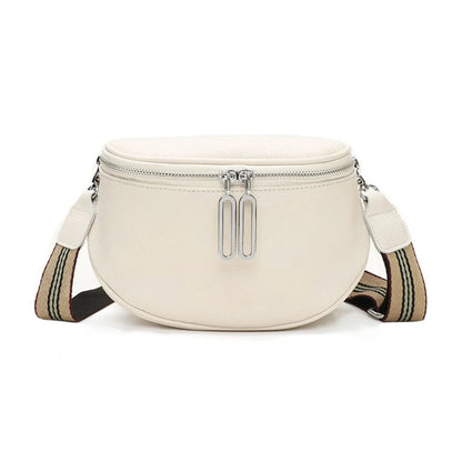 grand sac banane cuir végétal, bandoulière motif - Alice