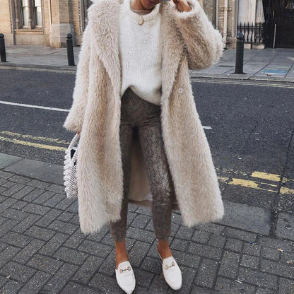Manteau Hiver Élégant en Simili Fourrure