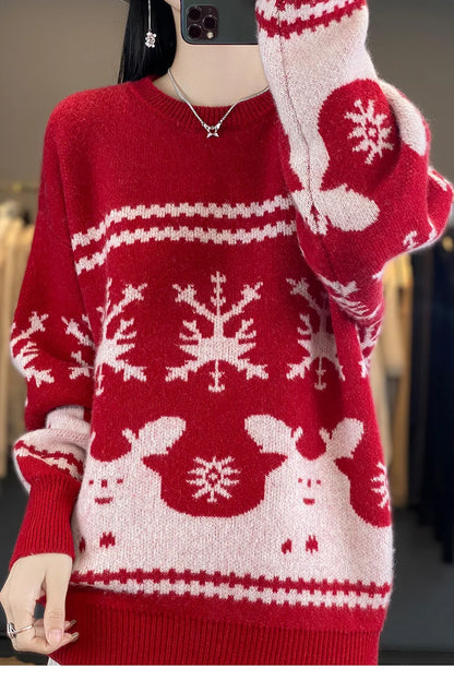 Dana - Pull en laine épaisse féminin pour fêtes de Noël