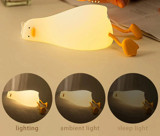 Lampe de nuit LED Amusante en Caoutchouc Canard Joufflu - BlxckFR