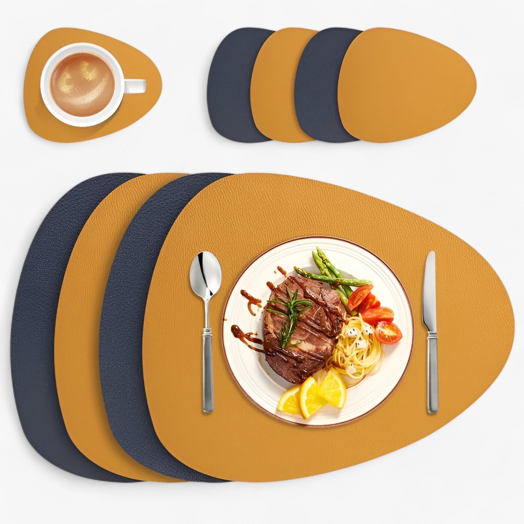 Sets de Sous-Plat en Simili Cuir Réversible pour Salle à Manger - BlxckFR