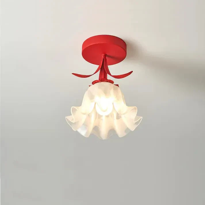 Lampe Plafond Vintage Fleur en Verre Délicat