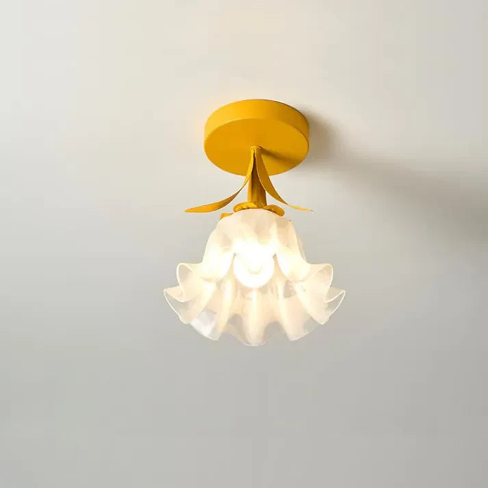 Lampe Plafond Vintage Fleur en Verre Délicat