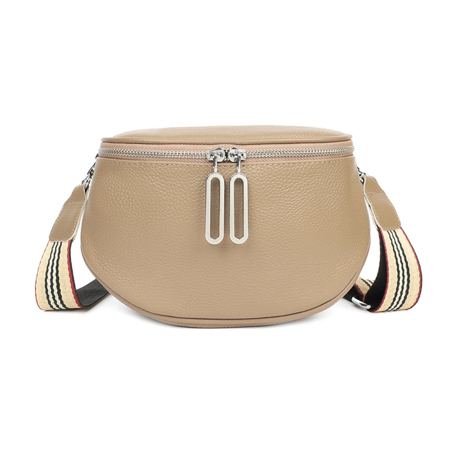 grand sac banane cuir végétal, bandoulière motif - Alice