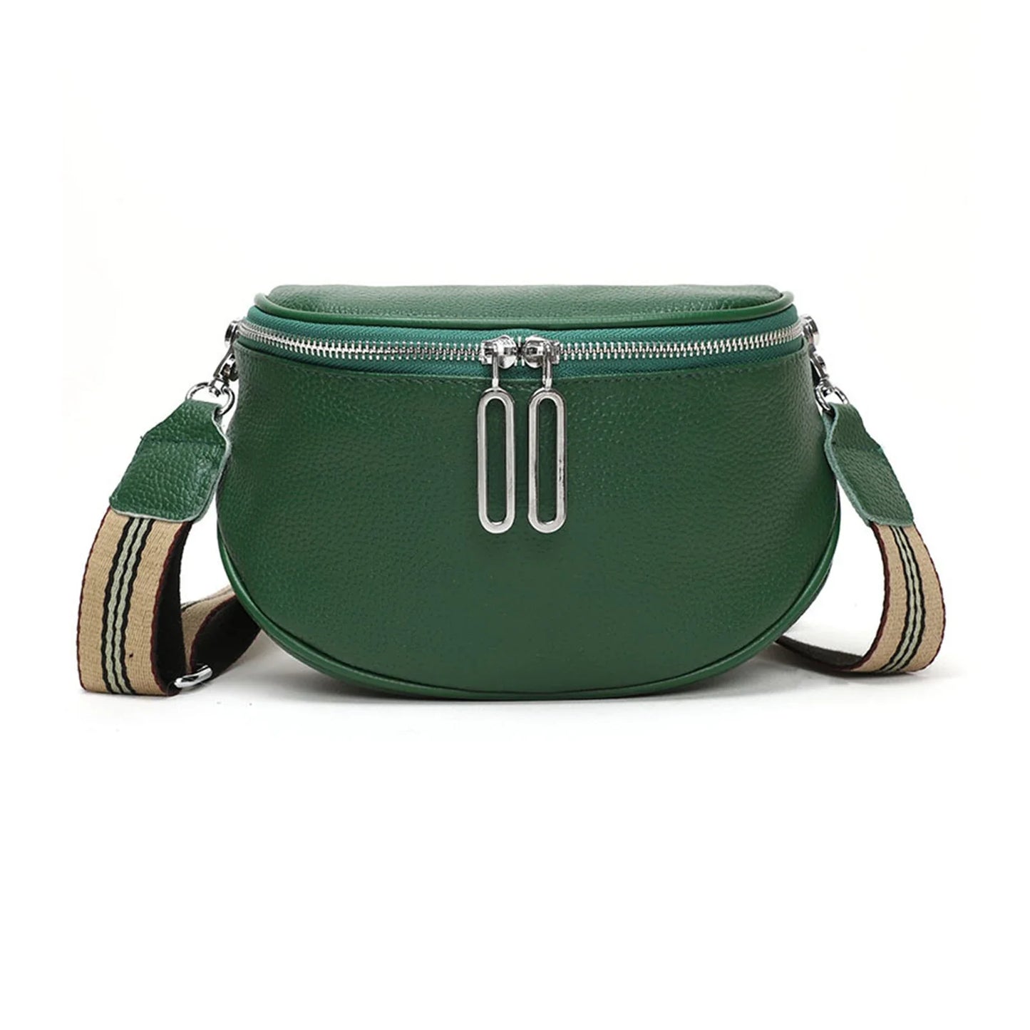 grand sac banane cuir végétal, bandoulière motif - Alice