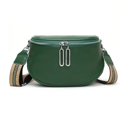 grand sac banane cuir végétal, bandoulière motif - Alice