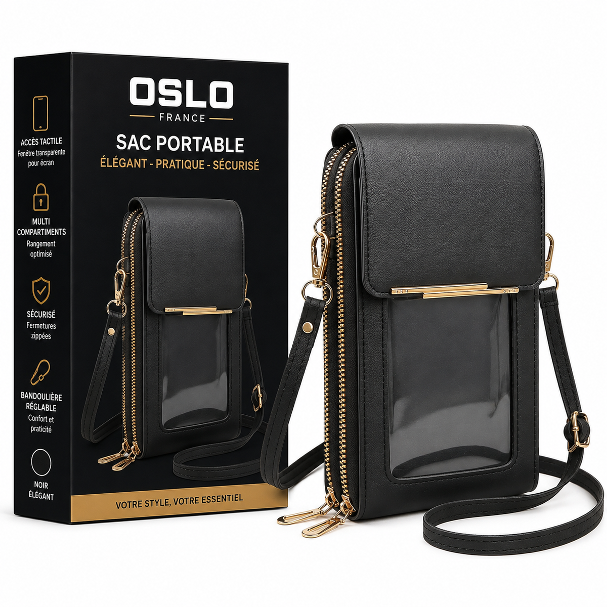 Sac Bandoulière Femme Cuir Portefeuille Multi-poches - Foivo