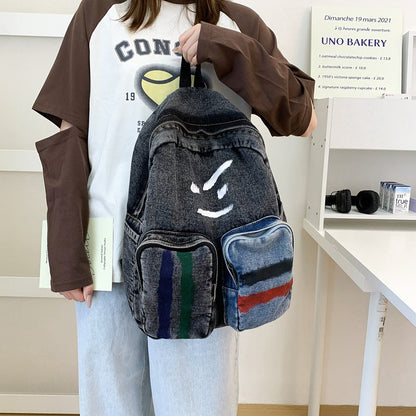 Sac à dos denim artistique pour homme et femme 3