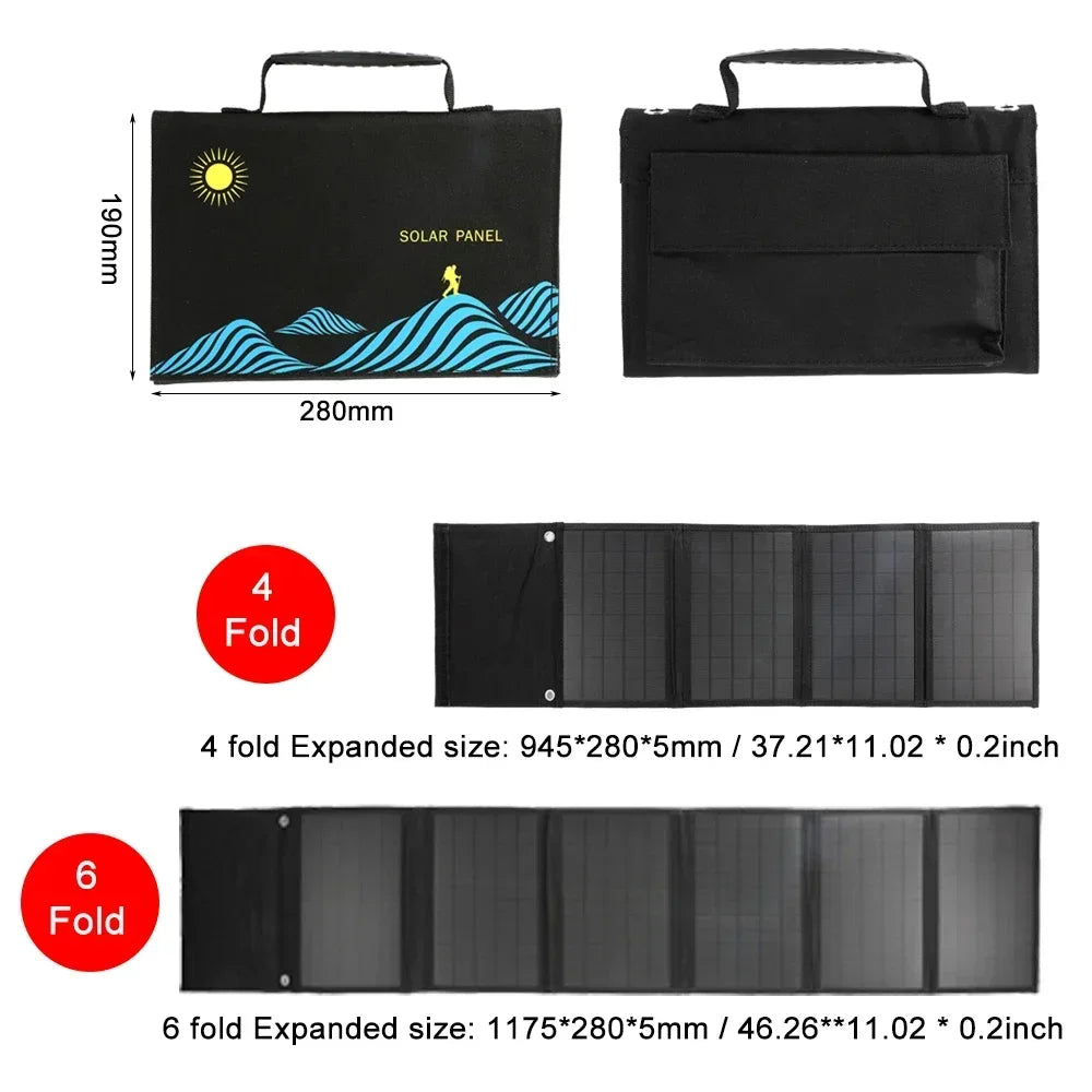 Sac pliable pour panneau solaire portable avec sorties USB et DC pour usage extérieur 2