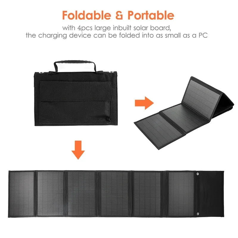 Sac pliable pour panneau solaire portable avec sorties USB et DC pour usage extérieur 3