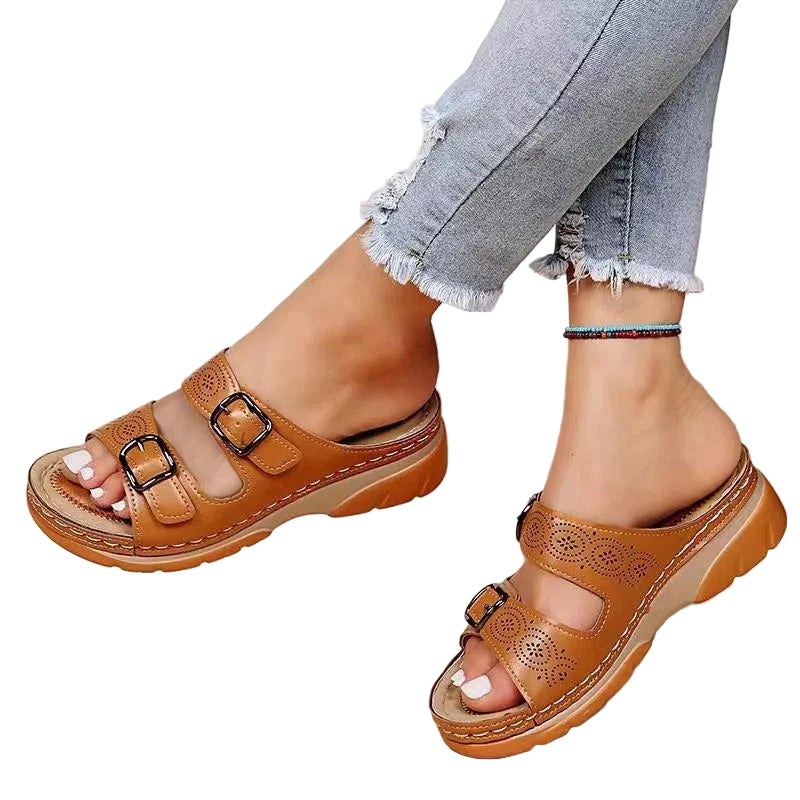 Sandales Femme Cuir Confortable Semelle Souple - Foivo