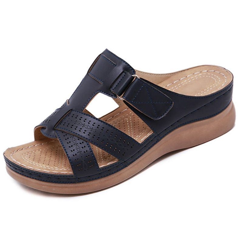 Sandales Femme En Cuir Talon Compensé Style Bohème - Foivo