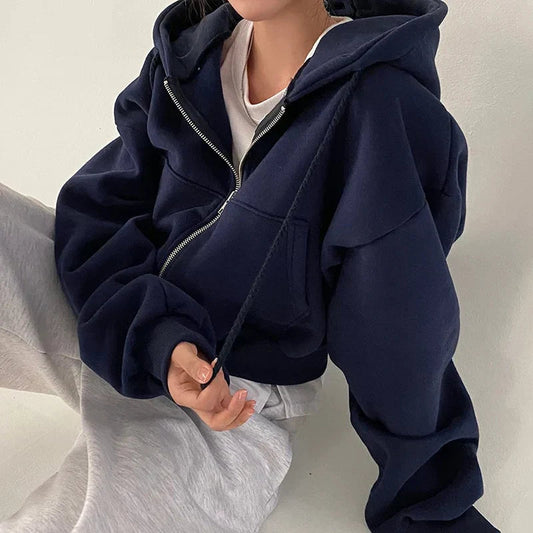 Veste Oversize à Capuche avec Fermeture Éclair - BlxckFR