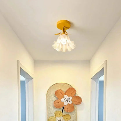 Lampe Plafond Vintage Fleur en Verre Délicat - Foivo