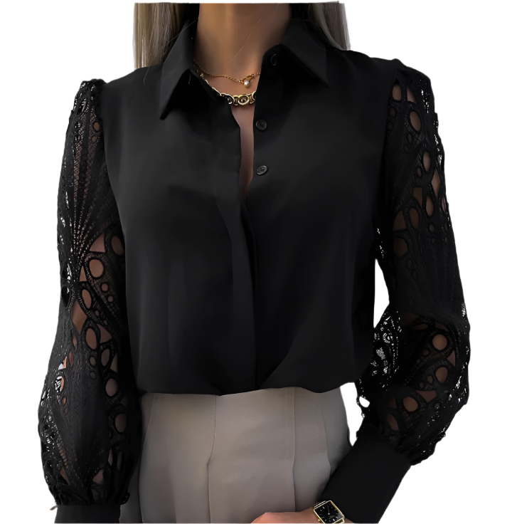 Blouse Femme Délicate Dentelle Boutons - BlxckFR